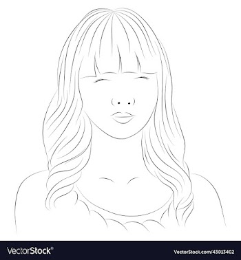 hand drawn pretty girl hairstyle isolated