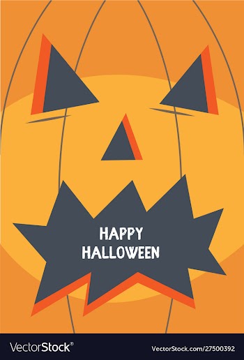 Hand drawn pumpkin scary face card vector image
