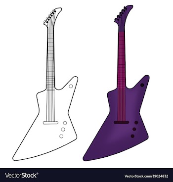 hand drawn purple electronic guitar