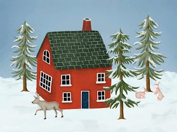 Hand-drawn red house surrounded by wild anima.. | Free stock vector - 543838