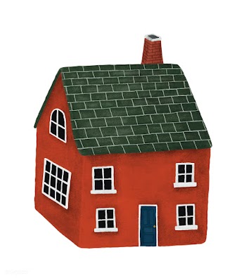 Hand-drawn red house with a green roof | Free stock vector - 543897