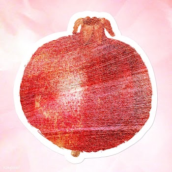Hand drawn red pomegranate fruit sticker with white border | Free  illustration - 2352233