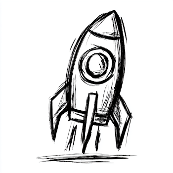 Hand-Drawn Rocket Ship Illustration