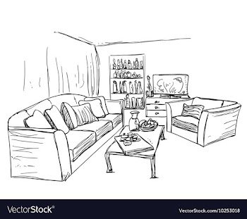 Hand drawn room interior sketch vector image