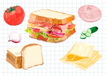 Hand drawn sandwich watercolor style | Free stock vector - 393141