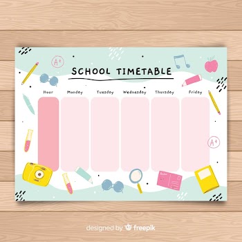 Hand drawn school timetable template Free Vector