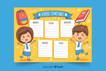 Hand drawn school timetable template Free Vector