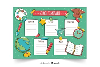 Hand drawn school timetable template Free Vector