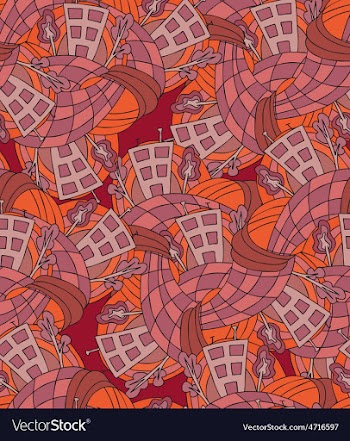 Hand-drawn seamless pattern with abstract houses vector image