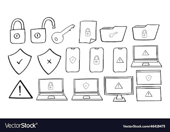 hand drawn security and protection icons
