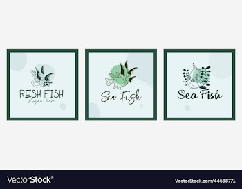 hand drawn see food or fish logo design