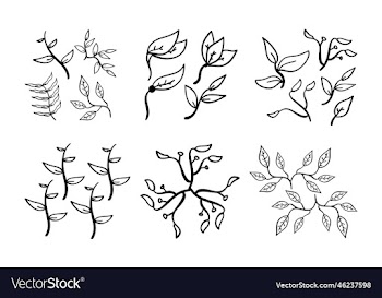 hand drawn set of leaf icons