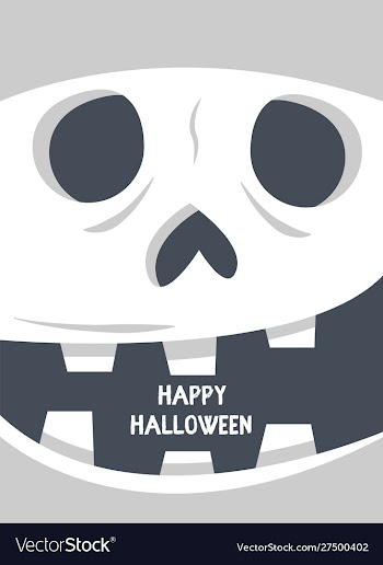 Hand drawn skeleton scary face card vector image