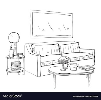 Hand drawn sketch of modern living room interior vector image