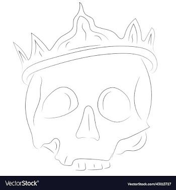 hand drawn skull wearing a crown