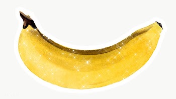 Hand drawn sparkling banana sticker with white border | Free  transparent png - 2354825