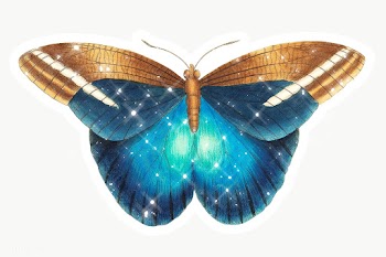 Hand drawn sparkling great occidental butterfly sticker with white bor.. | Free  transparent png - 2354834