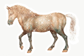 Hand drawn sparkling horse sticker with white border | Free  transparent png - 2354824
