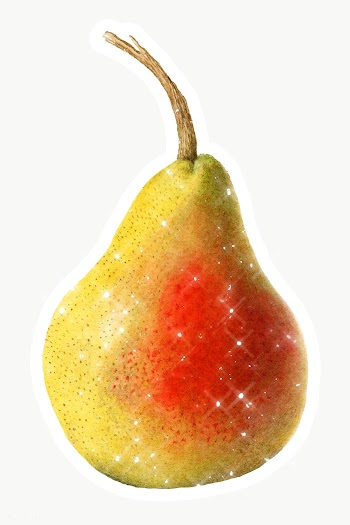 Hand drawn sparkling pear fruit sticker with white border | Free  transparent png - 2351140
