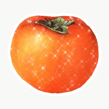 Hand drawn sparkling persimmon sticker with white border | Free  transparent png - 2349531
