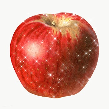 Hand drawn sparkling red apple fruit design element | Free  transparent png - 2351107