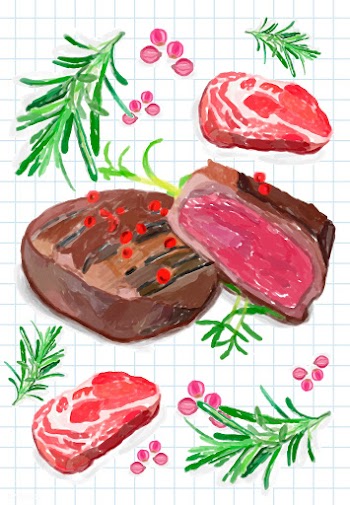 Hand drawn steak watercolor style | Free stock vector - 393043