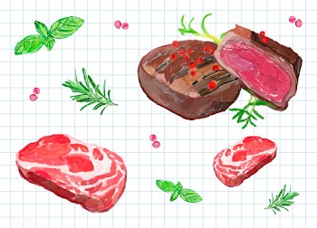 Hand drawn steak watercolor style | Free stock vector - 393177