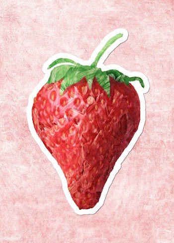Hand drawn strawberry fruit sticker with white border | Free  illustration - 2352915