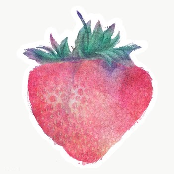 Hand drawn strawberry watercolor style sticker with white border | Free  transparent png - 2344358