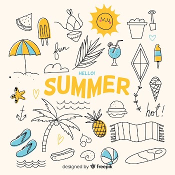 Hand drawn summer element collection Free Vector