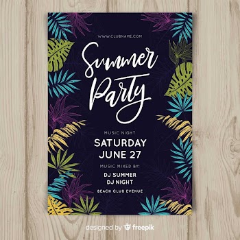 Hand drawn summer party poster template Free Vector