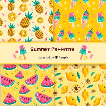 Hand drawn summer pattern collection Free Vector