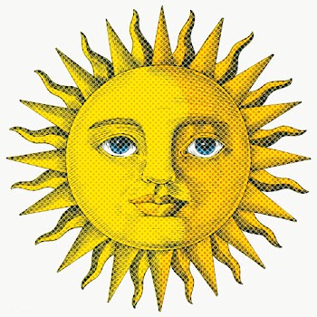 Hand drawn sun with a face halftone style sticker overlay | Free  transparent png - 2346508