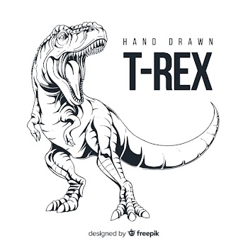 Hand drawn t-rex background Free Vector