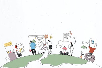 Hand drawn teamwork colorful doodle business illustration