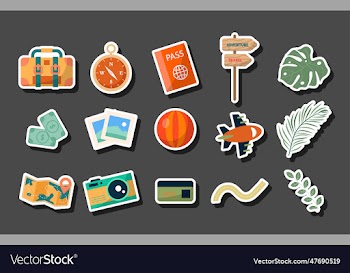 hand drawn travel agency sticker set