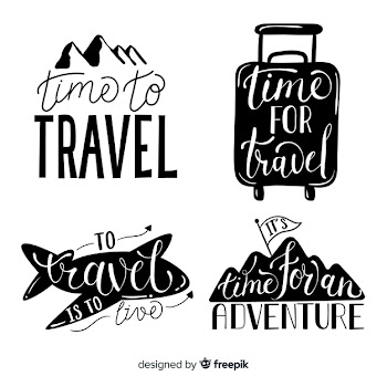 Hand drawn travel lettering badges Free Vector