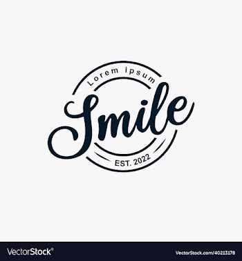 hand drawn typographic smile logo on vintage