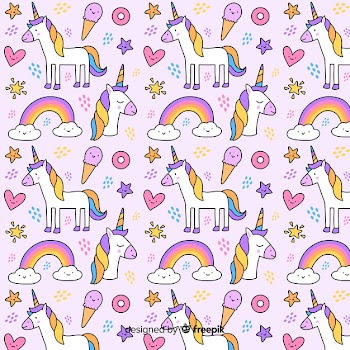 Hand drawn unicorn pattern