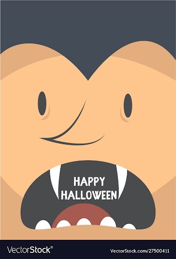 Hand drawn vampire scary face card vector image