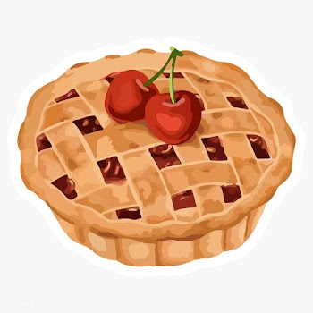 Hand drawn vectorized cherry pie sticker with a white border | Free  transparent png - 2361563