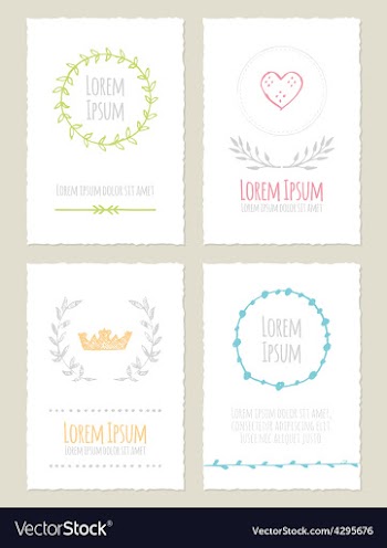 Hand drawn vintage cards collection vector image