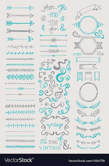 Hand drawn vintage elements collection vector image