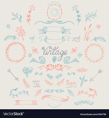 Hand Drawn Vintage Elements Set vector image