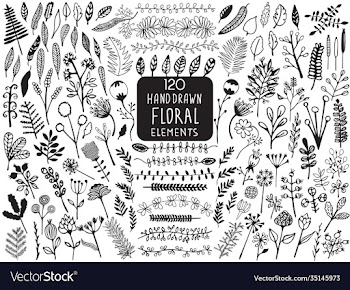hand drawn vintage floral elements