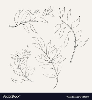 hand drawn vintage leaves and branchs