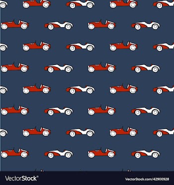 hand drawn vintage race car seamless pattern