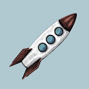 Hand drawn vintage rocket illustration