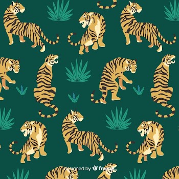 Hand drawn vintage tiger pattern Free Vector
