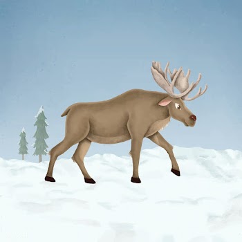 Hand-drawn walking cute moose | Free stock vector - 543921